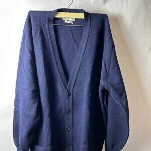 Navy Blue Sweater Pringle Lambswool Scotland